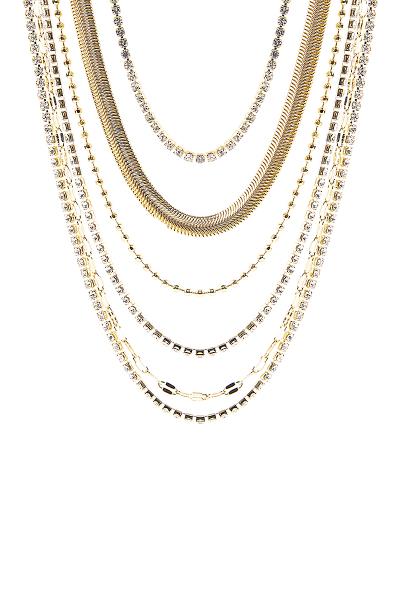 RHINESTONE MULTI CHAIN 2 NECKLACE