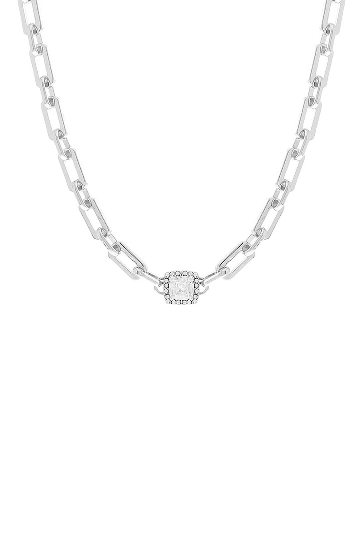 CRYSTAL CUBIC HALO CENTER CHOKER NECKLACE