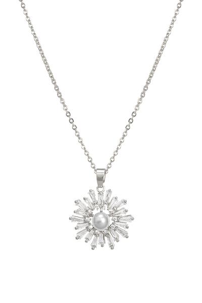 CZ BURST PEARL CENTER NECKLACE