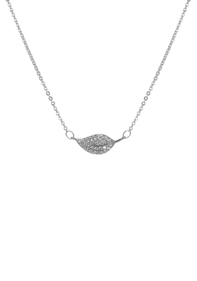 CUBIC ZIRCONIA LEAF SIDEWAYS NECKLACE