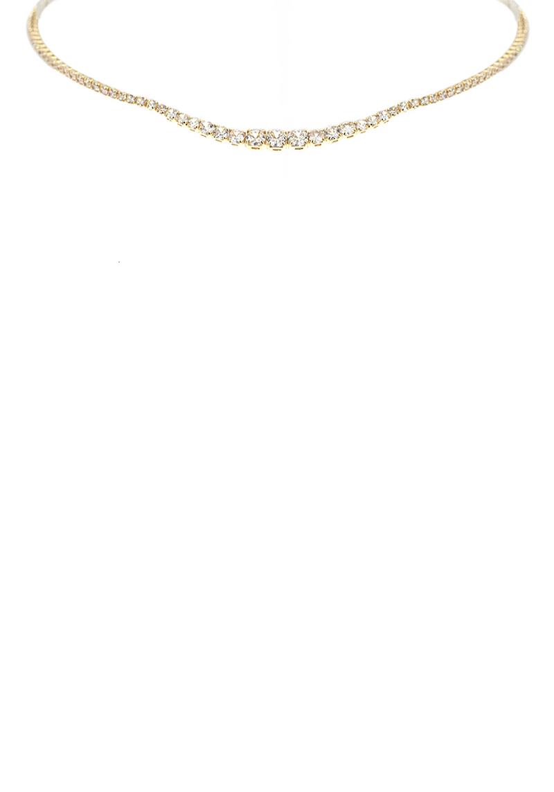 CRYSTAL CENTER LINED COLLAR NECKLACE