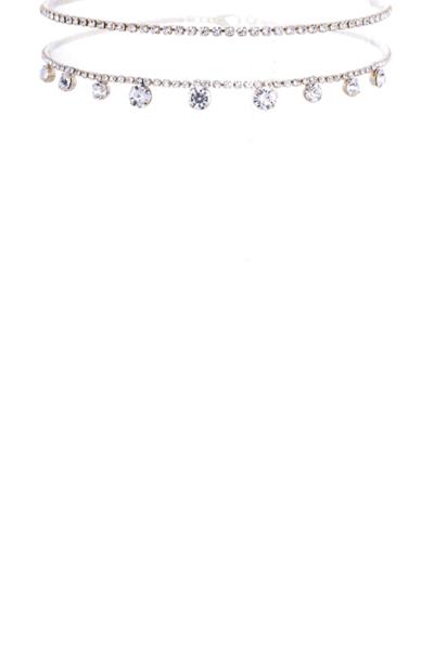 RHINESTONE 2 LAYERED CHOKER NECKLACE