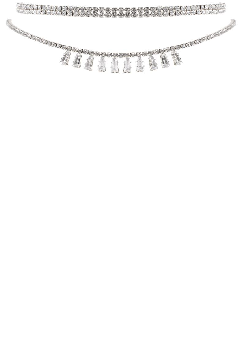 CUBIC ZIRCONIA 2 CHOKET COLLAR NECKLACE