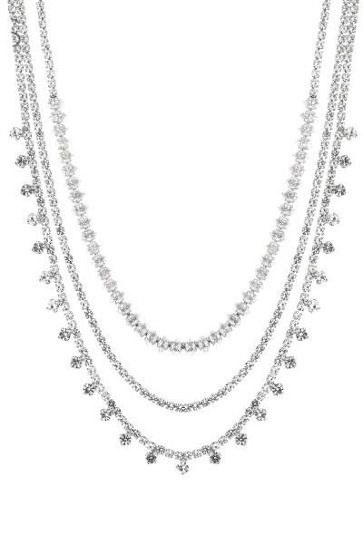 RHINESTONE CUBIC ZIRCONIA 3 LAYERED NECKLACE