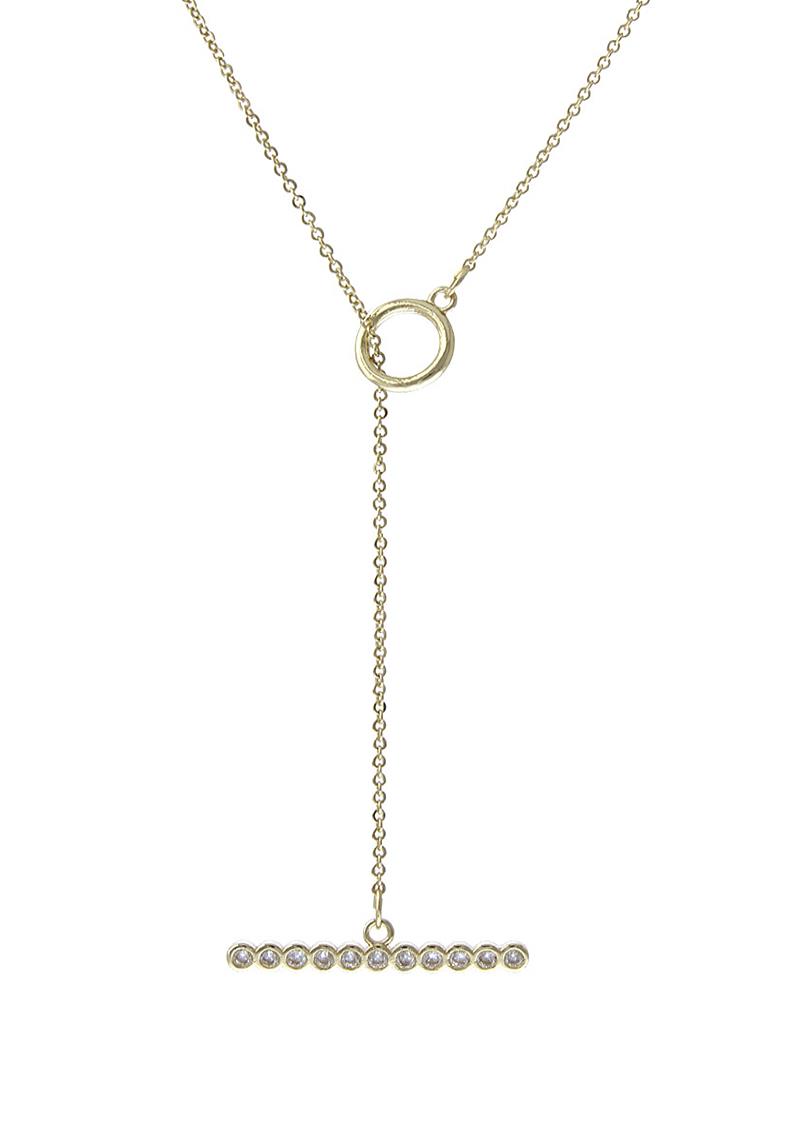 CUBIC ZIRCONIA BAR TOGGLE NECKLACE