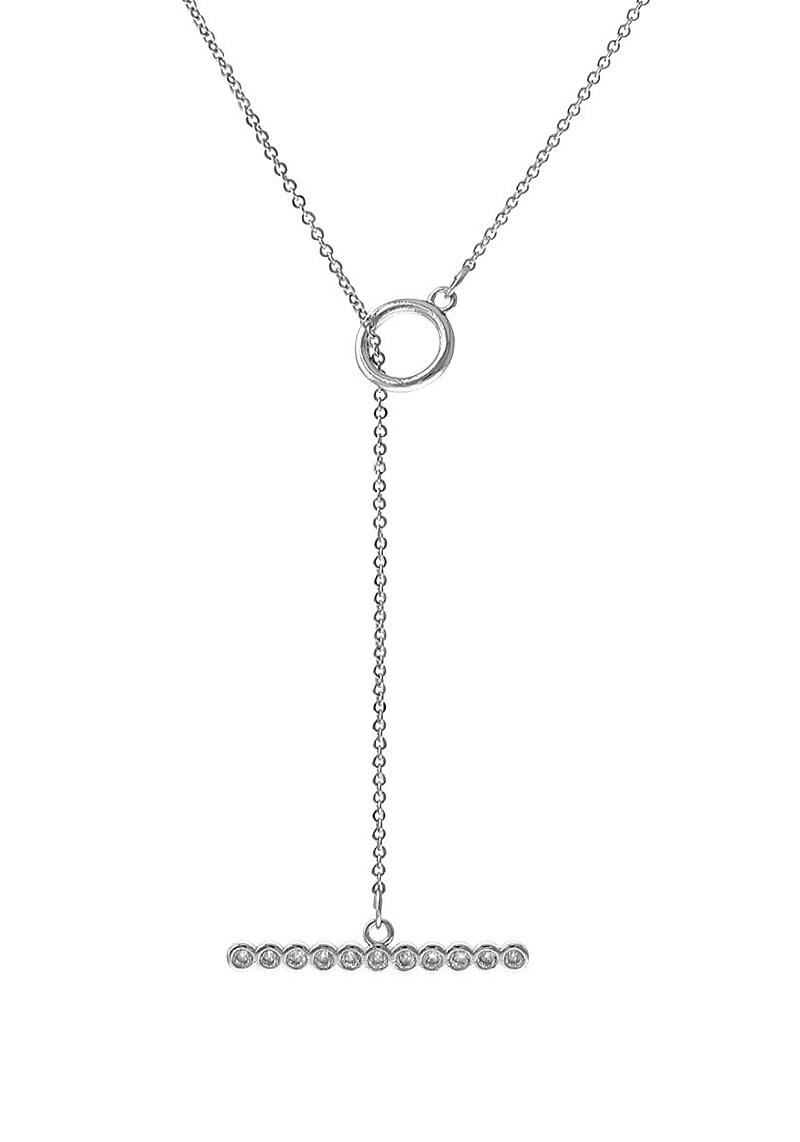 CUBIC ZIRCONIA BAR TOGGLE NECKLACE