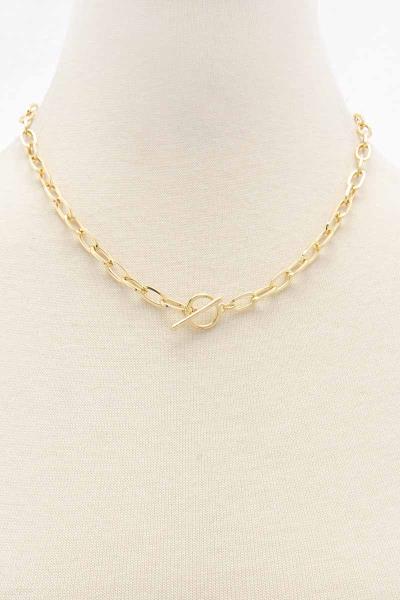METAL CHAIN TOGGLE CLASP NECKLACE