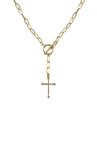 METAL CHAIN Y NECK CROSS PENDANT NECKLACE