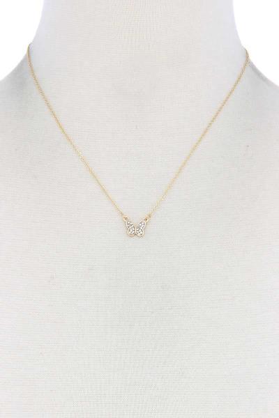 DAINTY RHINESTONE BUTTERFLY CHARM NECKLACE