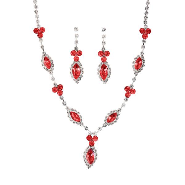 MARQUISE DROP BRIDAL NECKLACE AND EARRING SET