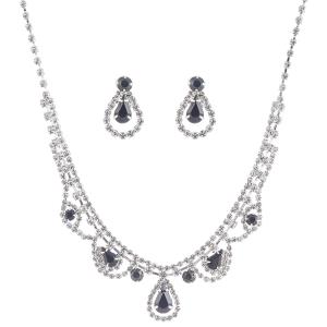 RHINESTONE BRIDAL TEARDROP NECKLACE EARRING SET