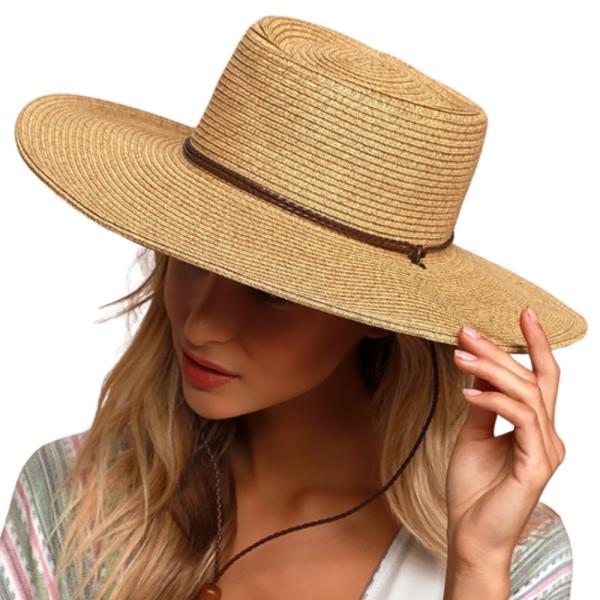 WIDE BRIM BOATER W/ CHIN STRAP