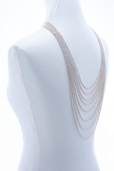 RHINESTONE LAYERED BACK SIDE NECKLACE