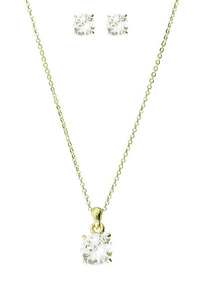 FASHION CRYSTAL 8MM ROUND NECKLACE AND EARRING SET