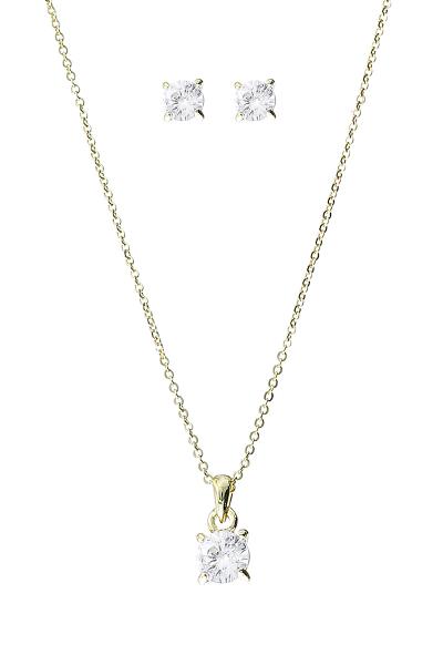 CRYSTAL 6MM ROUND NECKLACE AND EARRING SET