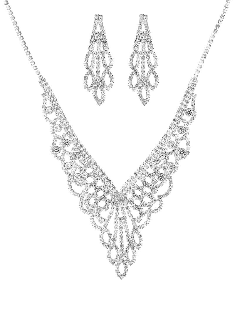 RHINESTONE CRYSTAL NECKLACE EARRING SET