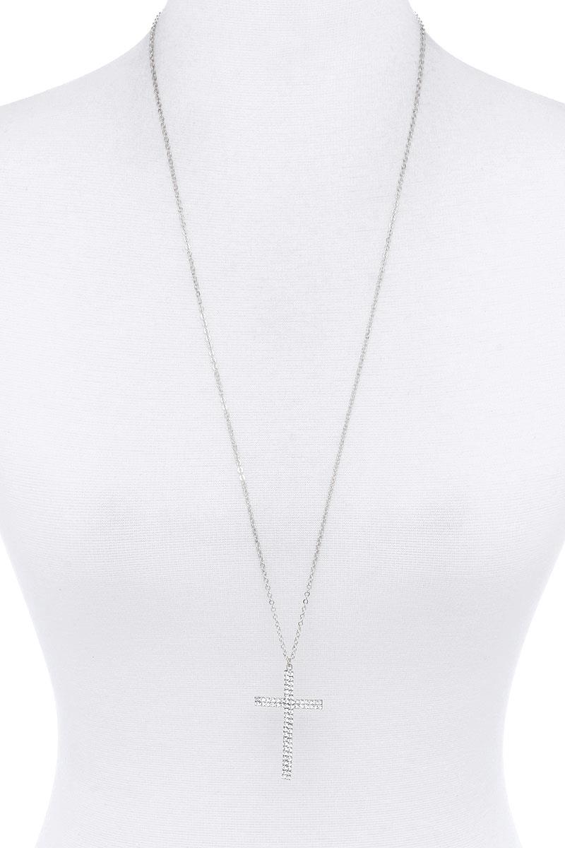 MODERN CHIC RHINESTONE CROSS NECKLACE