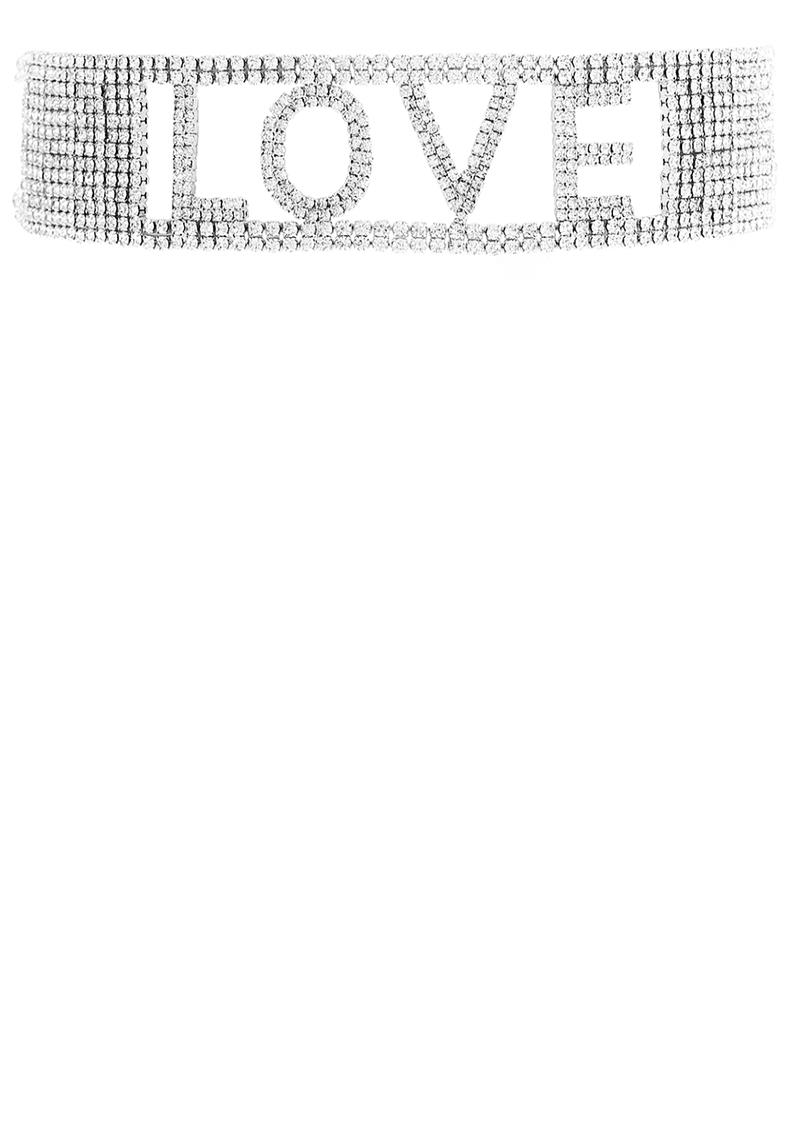 RHINESTONE LOVE LETTER CHOKER NECKLACE