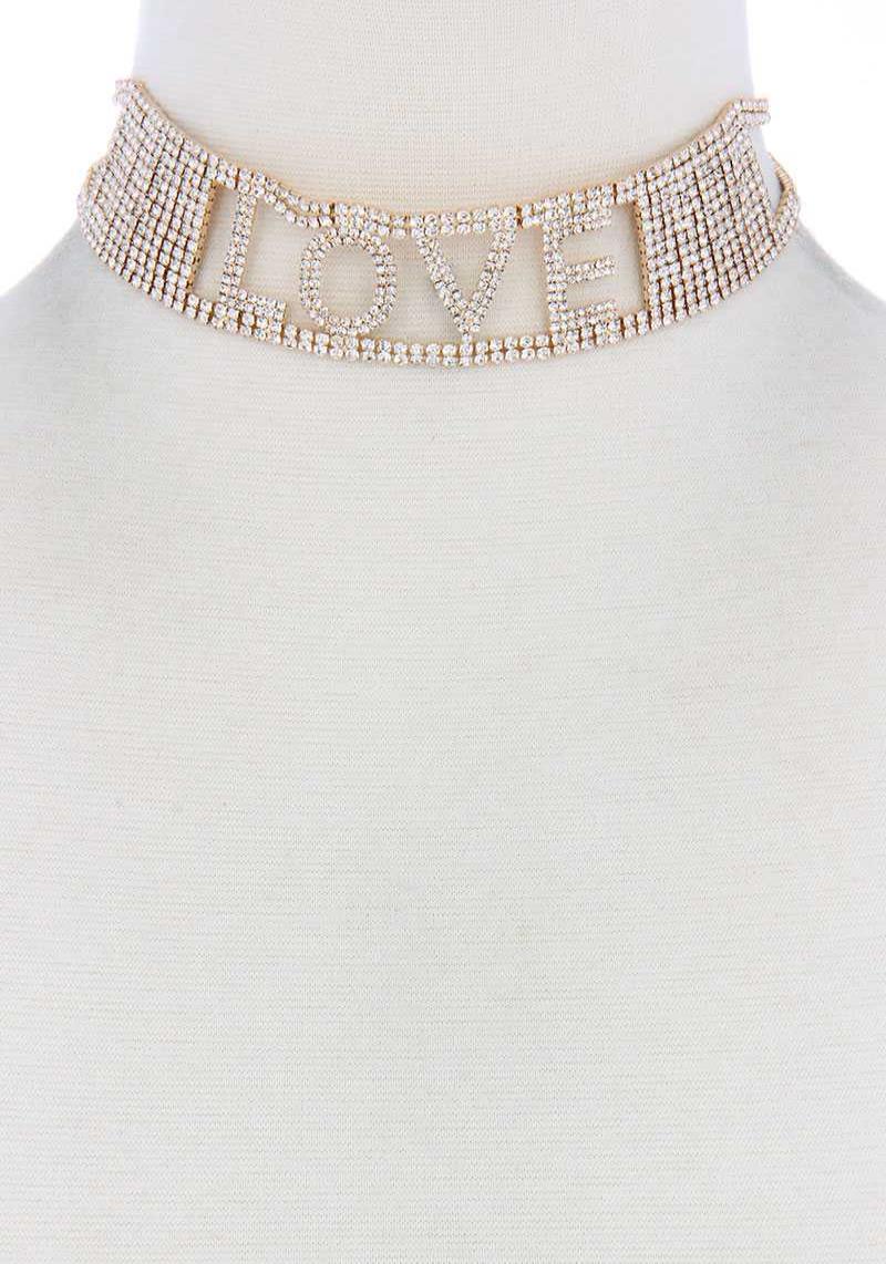 LOVE RHINESTONE CHOKER NECKLACE