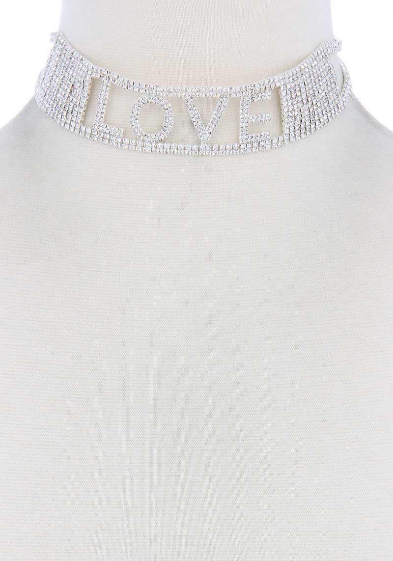 LOVE RHINESTONE CHOKER NECKLACE