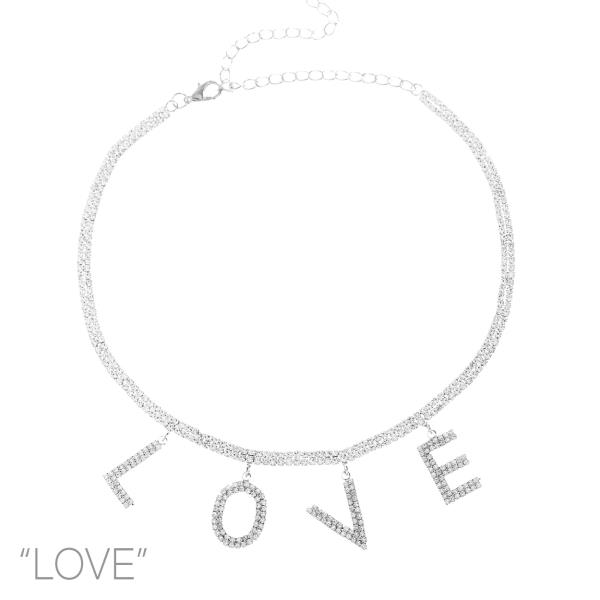 RHINESTONE LOVE LETTER DANGLE NECKLACE
