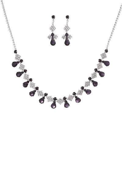 PEAR SHAPE VINTAGE NECKLACE EARRING SET