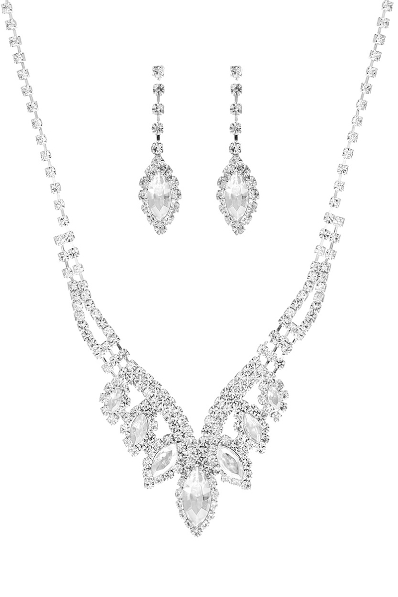 MARQUISE SHAPE RHINESTONE NECKLACA