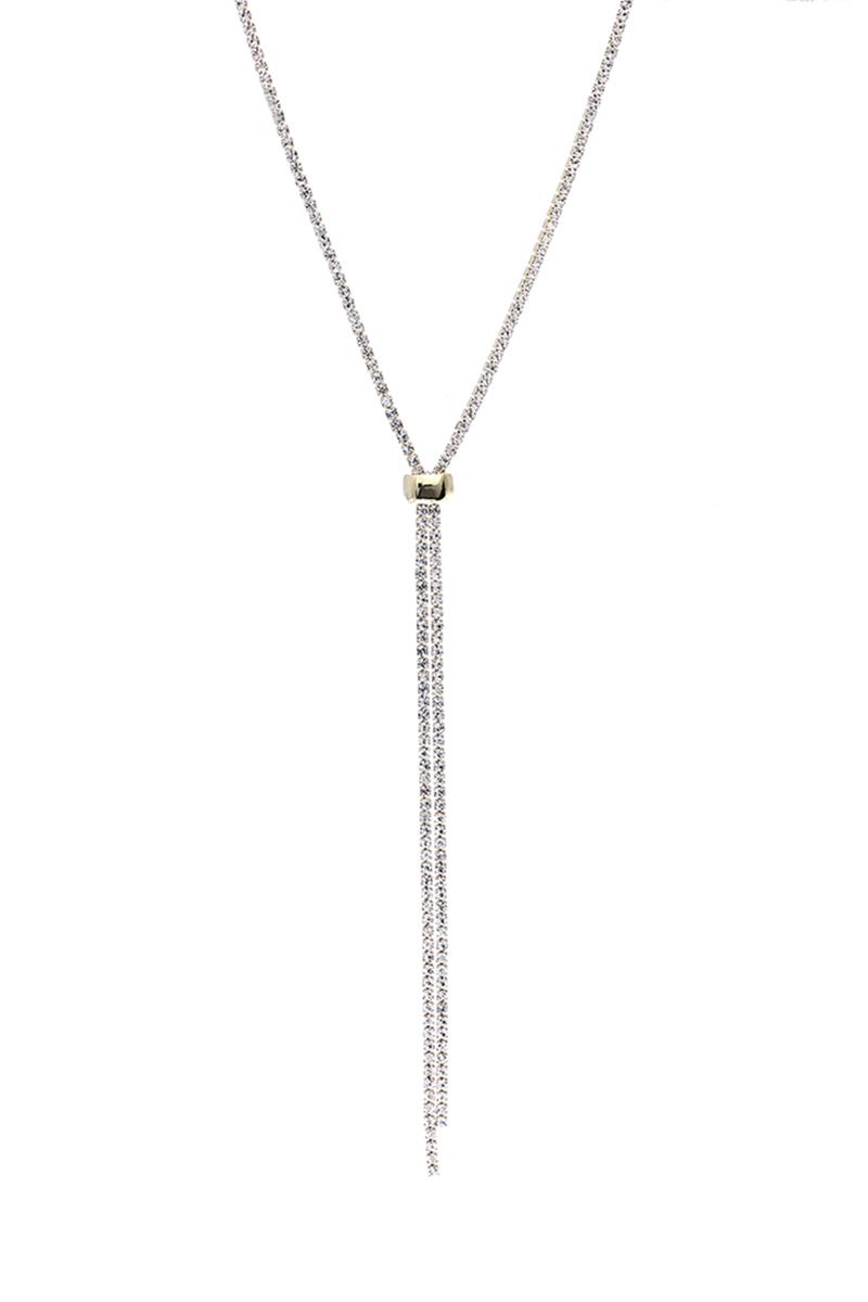 1 LINE RHINESTONE Y NECK NECKLACE