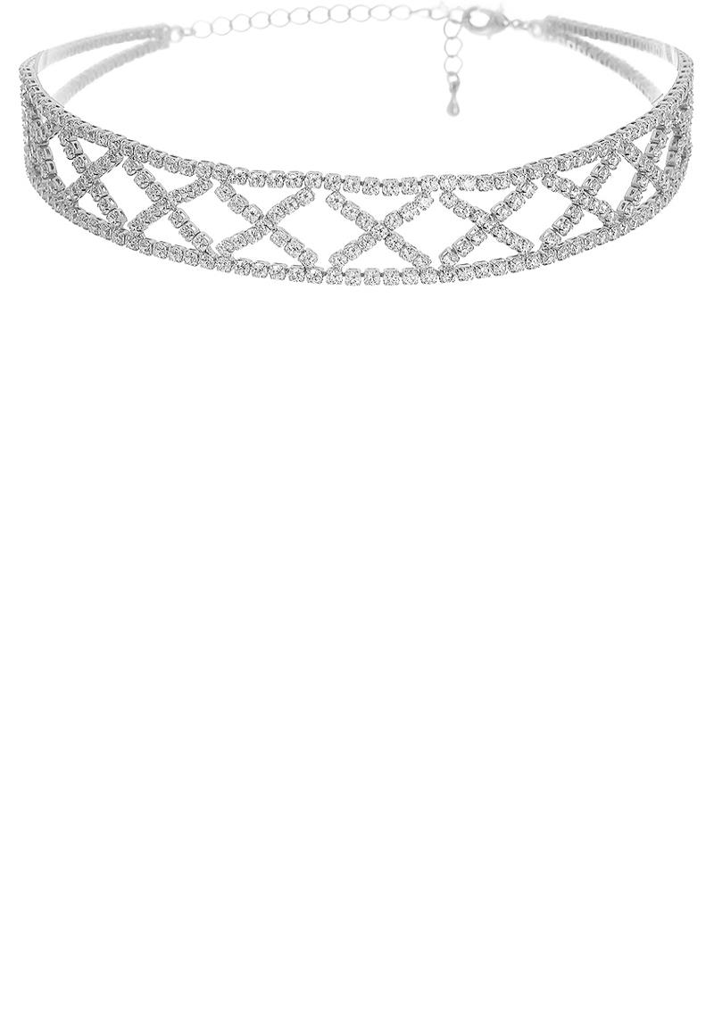 X LINE CRYSTAL CHOKER NECKLACE