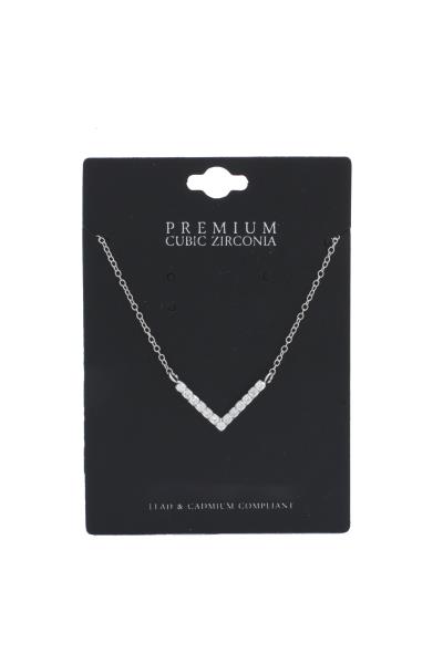 V SHAPE CUBIC ZIRCONIA PENDANT NECKLACE