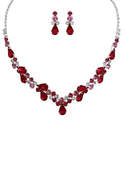 RHINESTONE DROP STONE NECKLACE EARRING SET