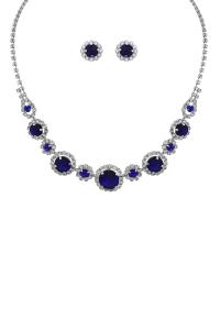 RHINESTONE CRYSTAL ROUND STONE NECKLACE AND EARRING SET