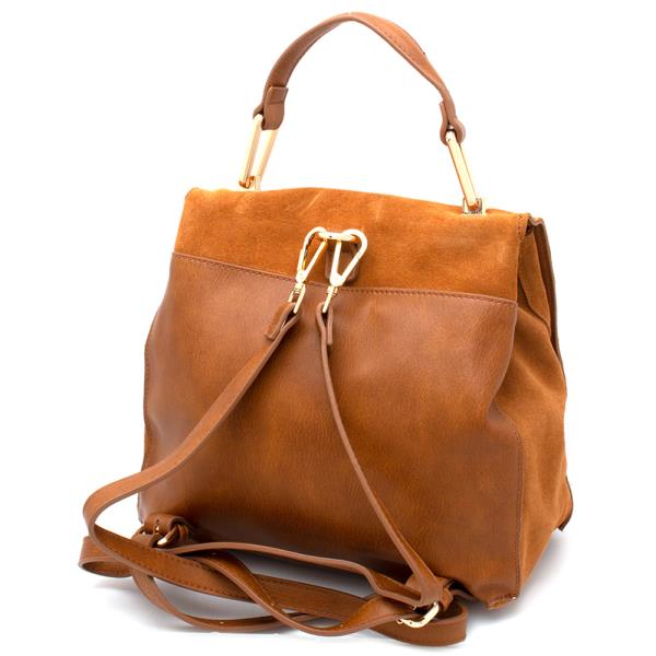 SMOOTH LEATHER HANDLE BACKPACK