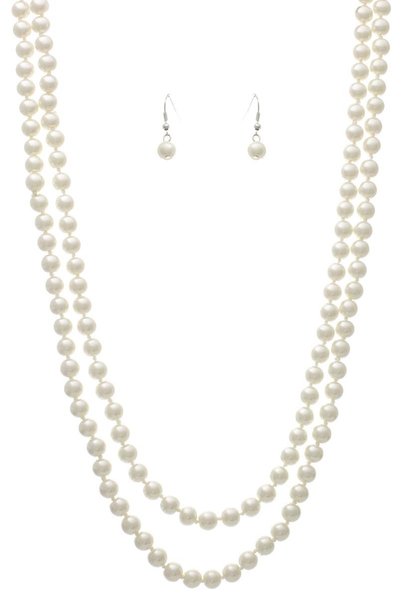 8MM PEARL KNOTTING 60IN NECKLACE EARRING SET