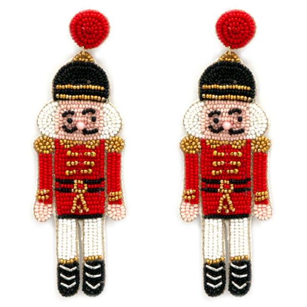 SEED BEAD NUTCRACKER DANGLE EARRING