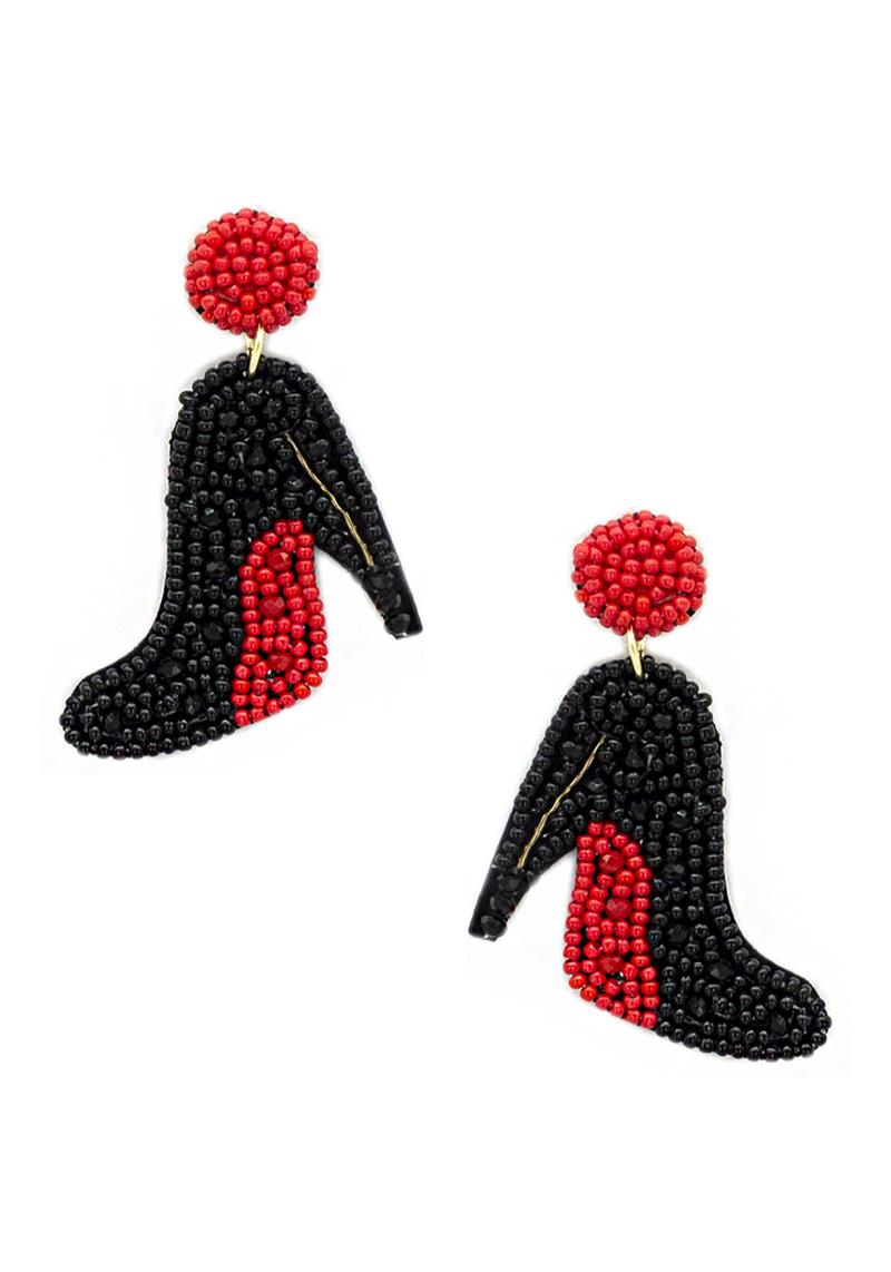 SEED BEAD HIGH HEEL DANGLE EARRING