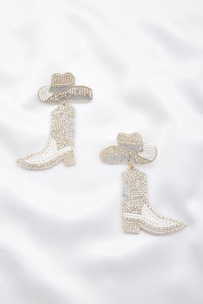 SEED BEAD WESTERN STYLE BOOTS DANGLE EARRING