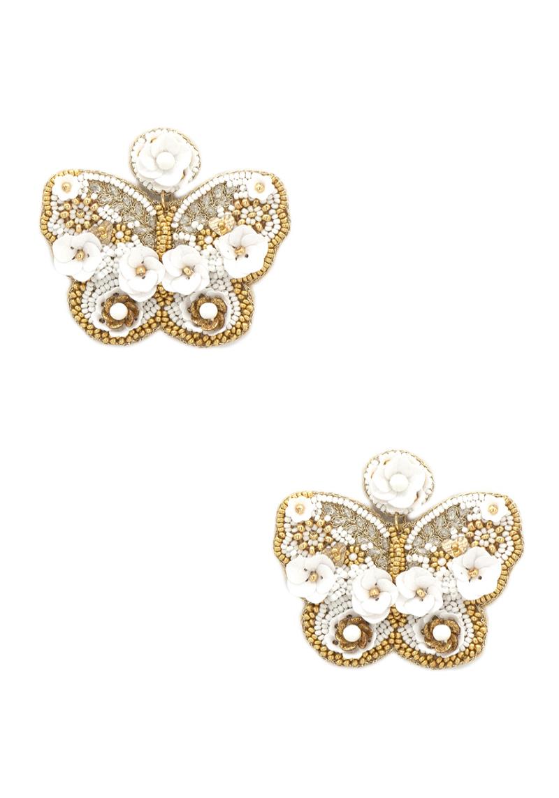 SEED BEAD BUTTERFLY DANGLE EARRING