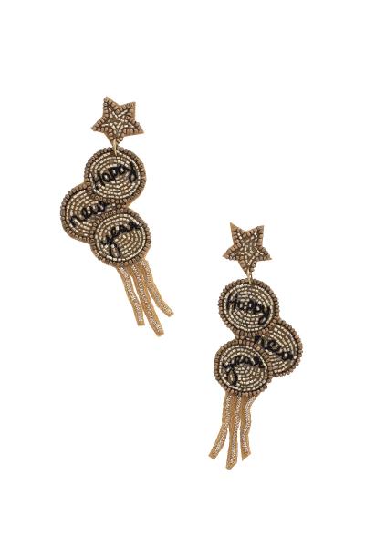 SEED BEAD HAPPY NEW YEARS DANGLE EARRING