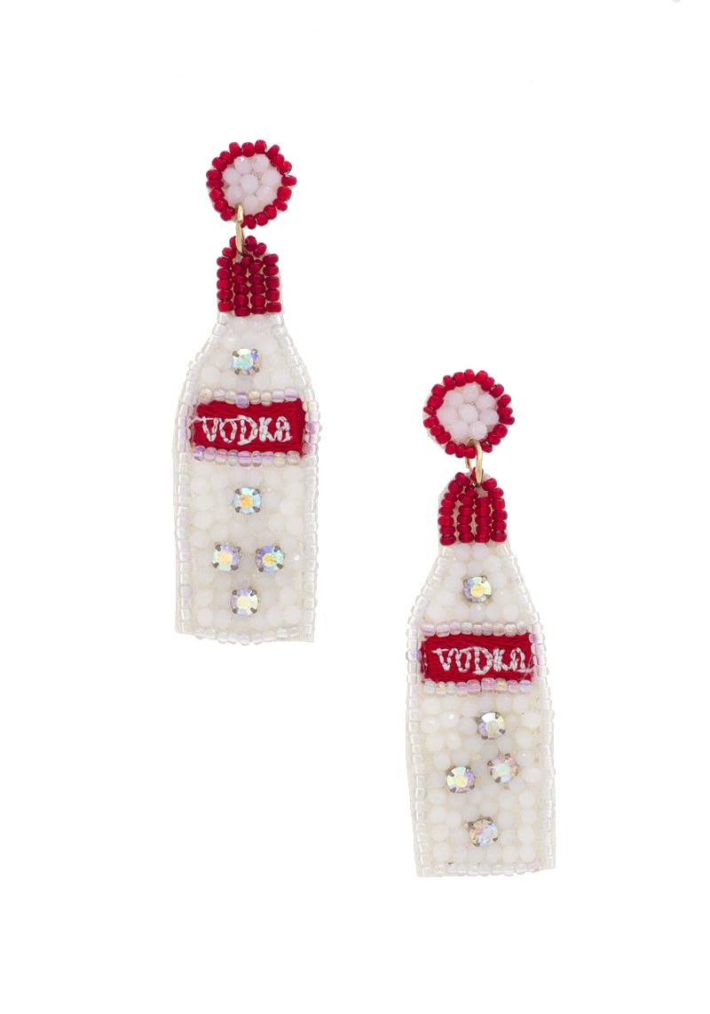 SEED BEAD VODKA RHINESTONE EARRING
