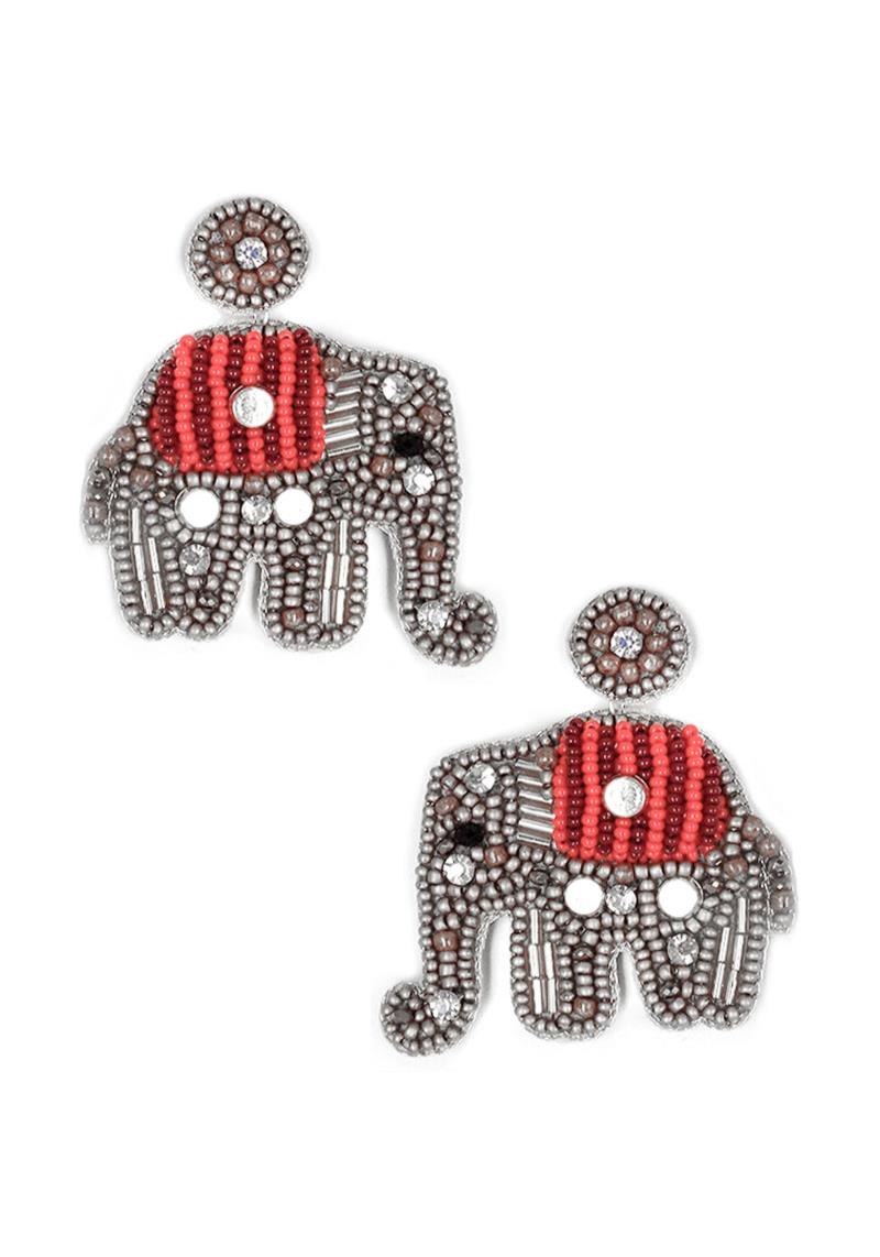 SEED BEAD ELEPHANT EARRING