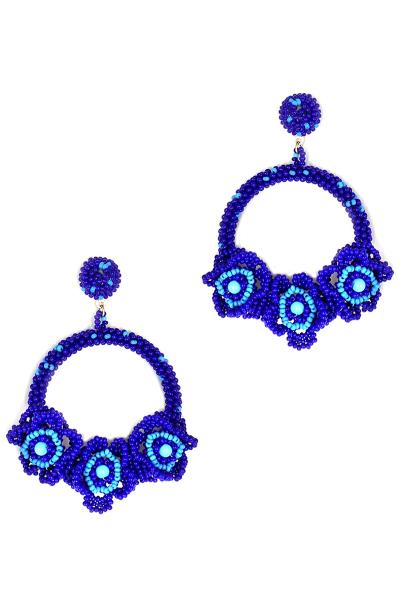 FLOWER SEED BEAD RING EARRING