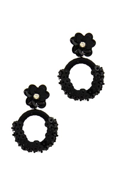 FASHION FLOWER AND CIRCLE DROP EARRING