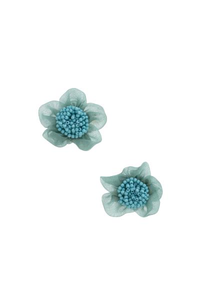 SEED BEAD CENTER TULLE FLOWER EARRING