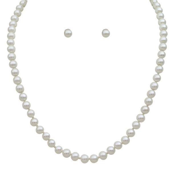 6MM KNOTTING 16 INCH PEARL NECKLACE EARRING SET