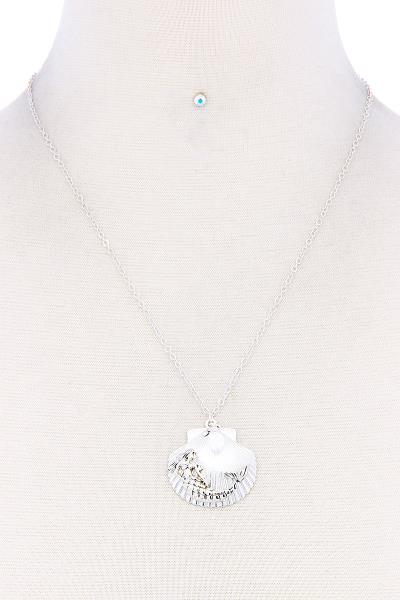 FASHION TRENDY MERMAID SEA SHELL NECKLACE AND EARRING SET