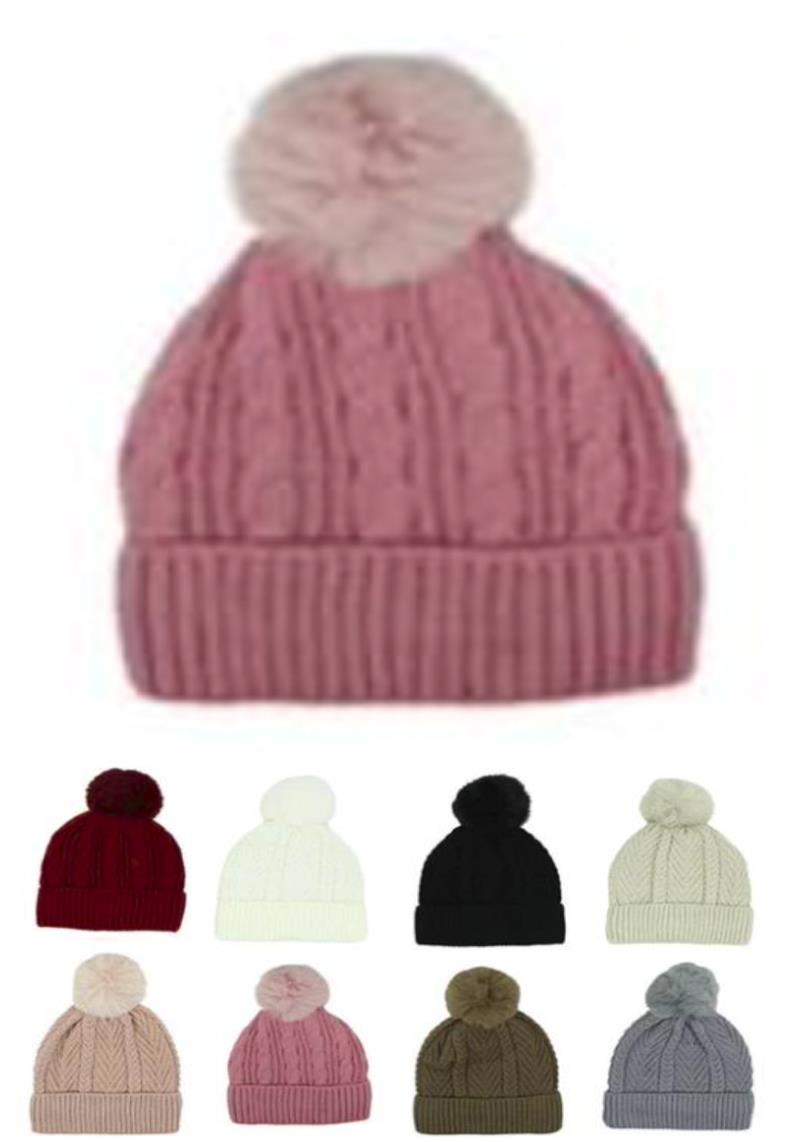 KNIT BEANIES WITH POM POM (1 PC)