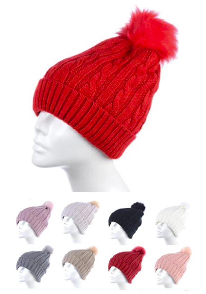 KNIT BEANIES WITH POM POM (1 PC)
