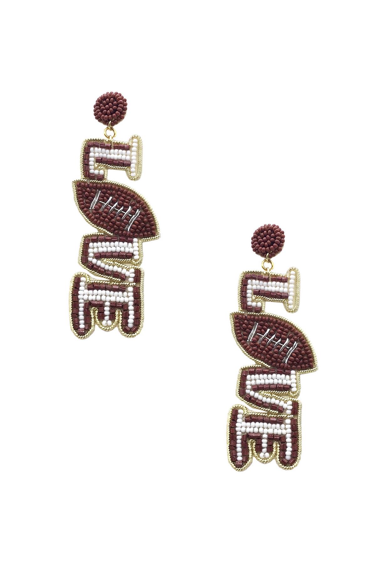 LOVE BASEBALL SEED BEAD DANGLE EARRING