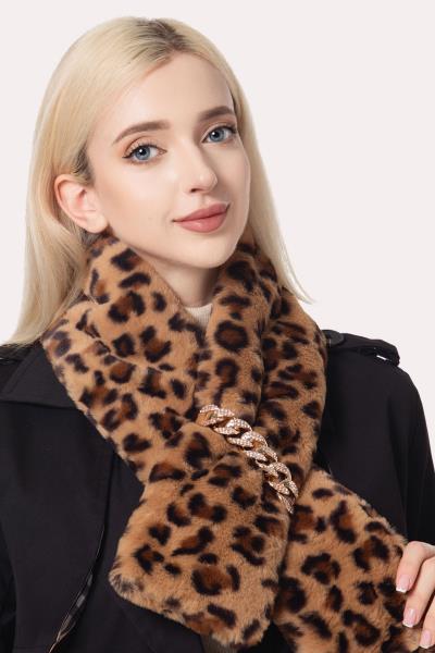 FASHION FAUX FUR LEOPARD SCARF